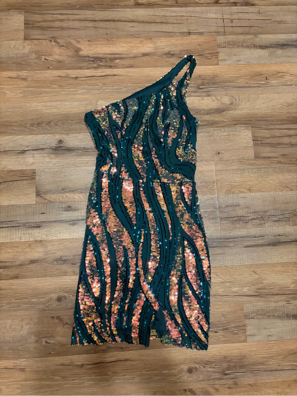 One-Shoulder Green Sequin Cocktail Dress